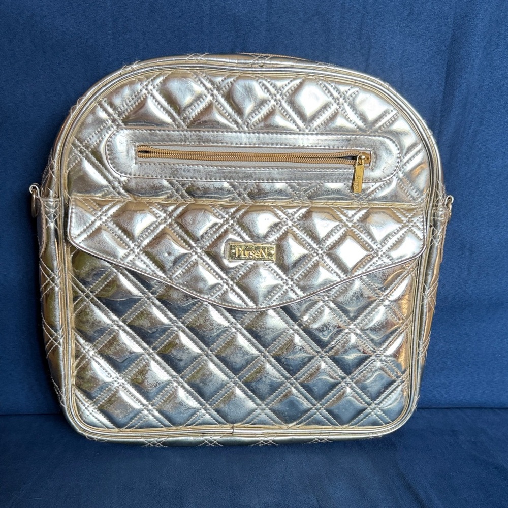 PurseN Quilted Metallic Crossbody - Silver